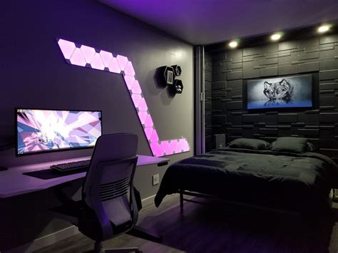 gaming bedroom decor|aesthetic gamer bedroom.